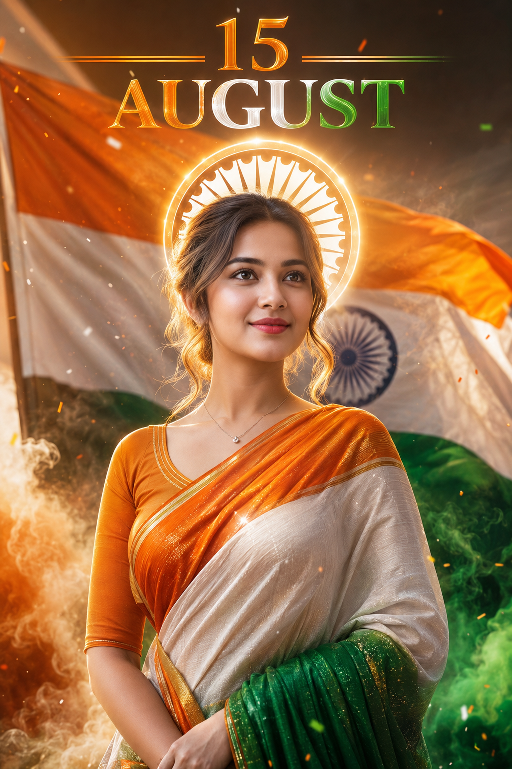 15 august with tricolour saree